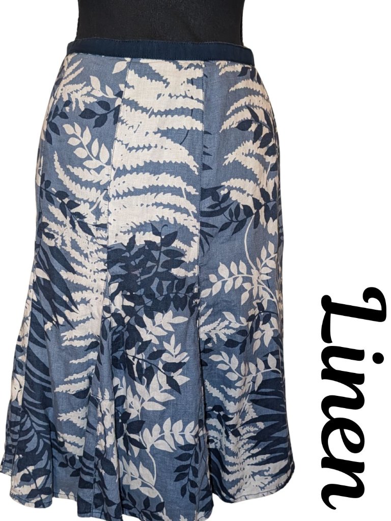 Linen Ann Taylor Botanical Print Skirt